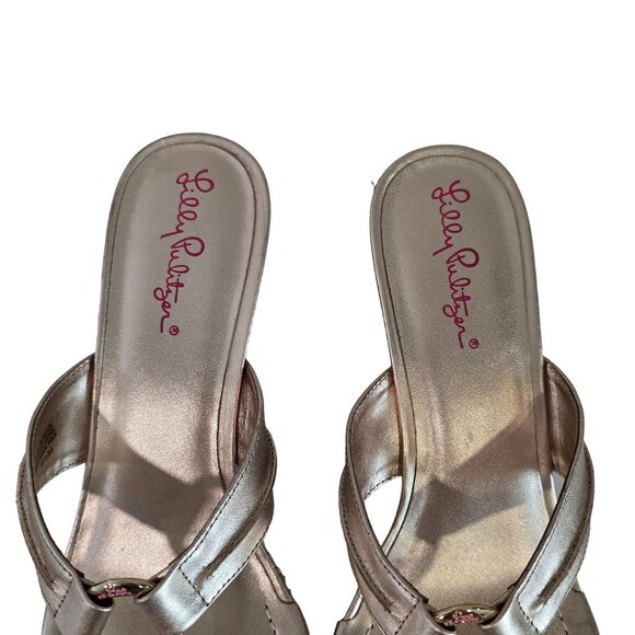 Lilly Pulitzer mckim Gold Wedge espadrille Sandals Size 9.5 With Braided Heel - Picture 6 of 12